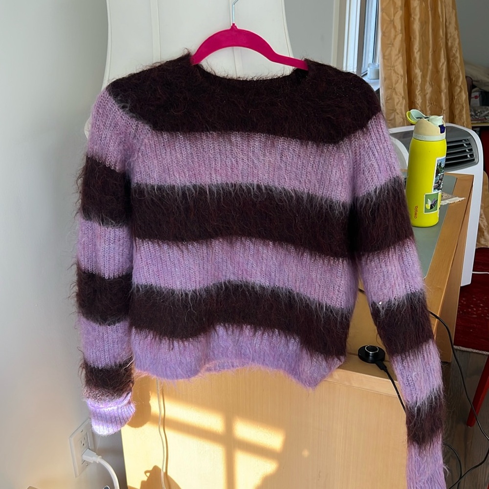 SOLD AllSaints Lou Stripe Brushed Mohair-Blend Sweater